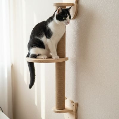 arbre a chat mural un chat noir et blanc