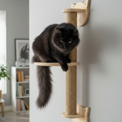 arbre a chat mural un chat noir 