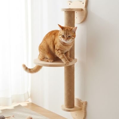 arbre a chat mural un chat roux