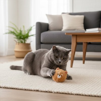 chat joue jouet chat interacif balle brune