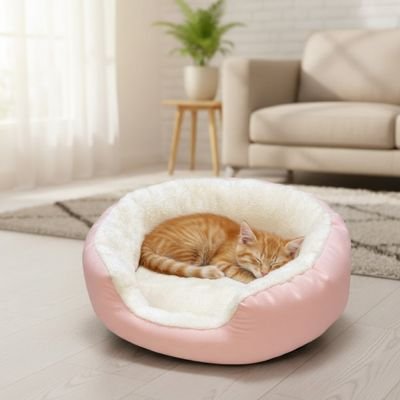 coussin chat rose