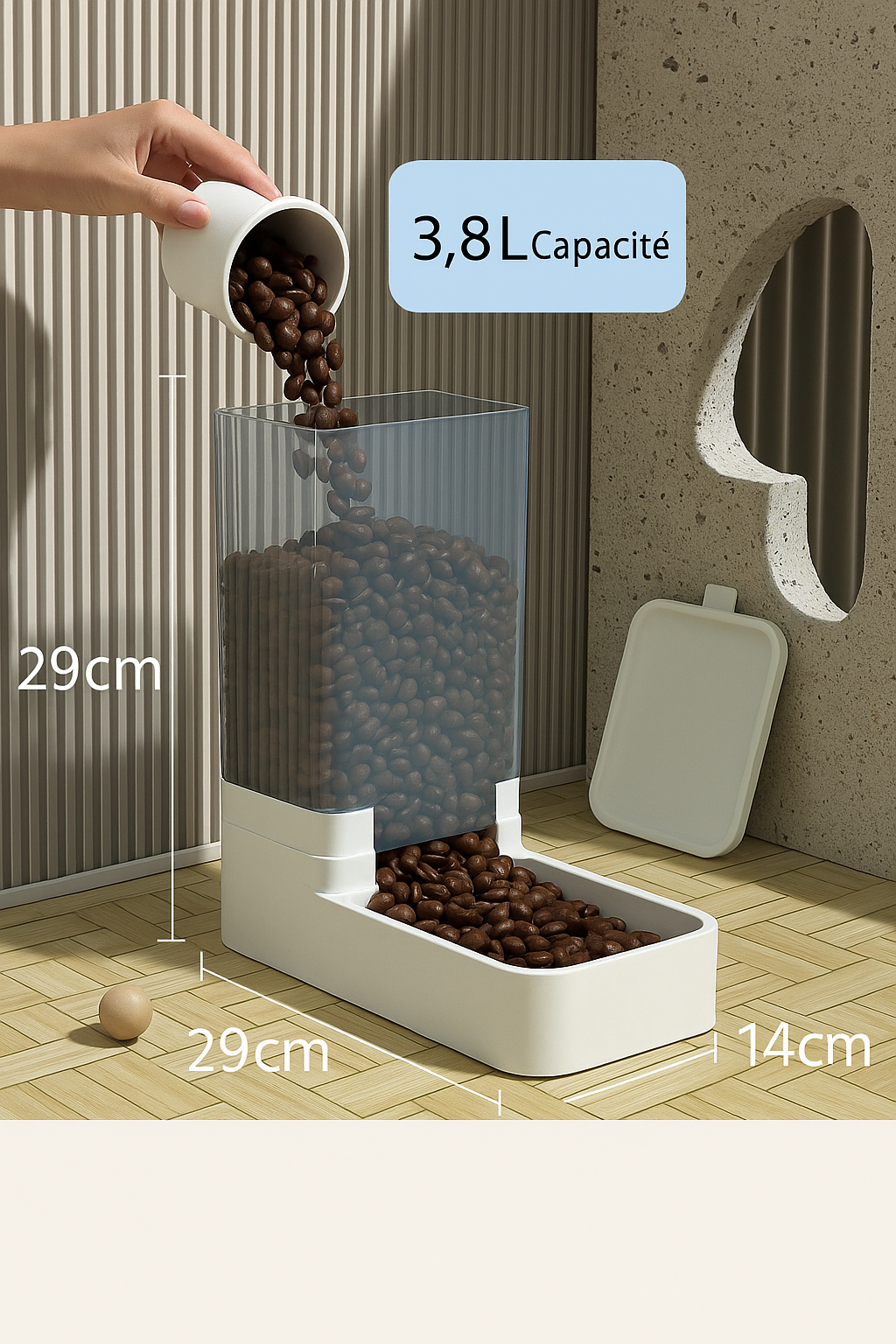 distributeur de croquettes pour chat 3.8l