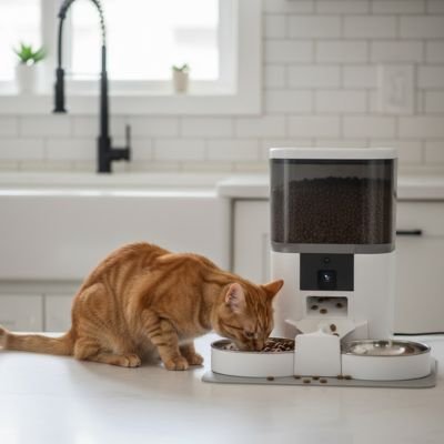 Distributeur de croquettes pour chat ajustable