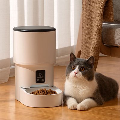 Distributeur de croquettes pour chat sans prise