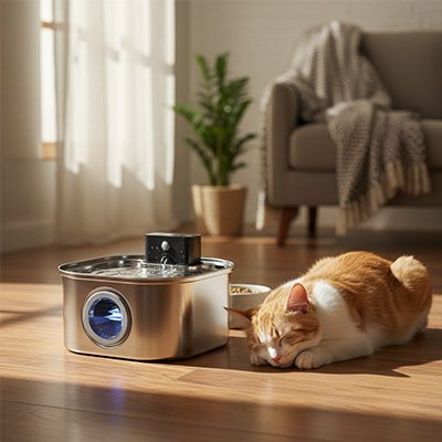 fontaine a eau chat echo ruisseau