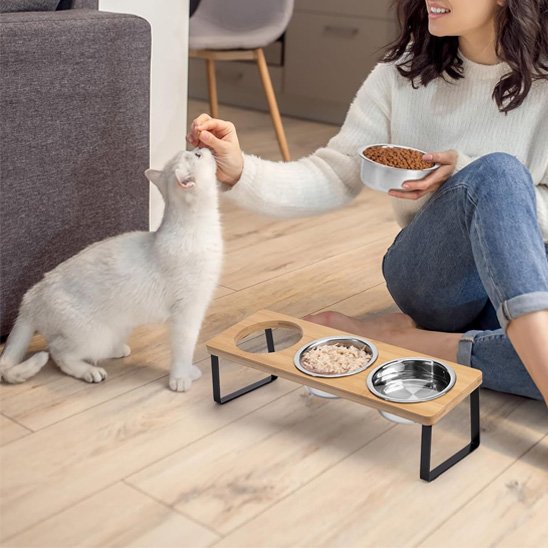 gamelle chat 3 bols en acier