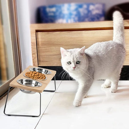 gamelle chat bois naturel