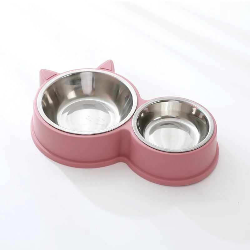 gamelle chat bol acier rose