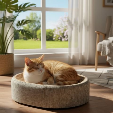 griffoir chat un chat roux dort sur le griffoir