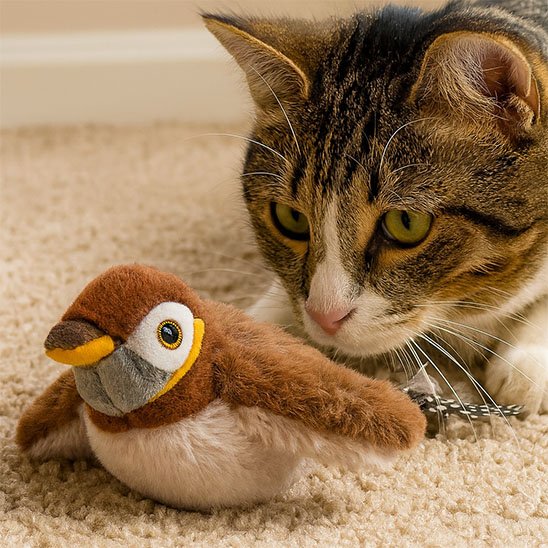jouet chat interactif en forme oiseau