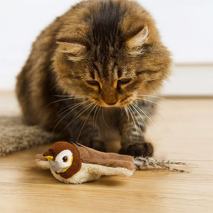 jouet chat interactif oiseau avec plume