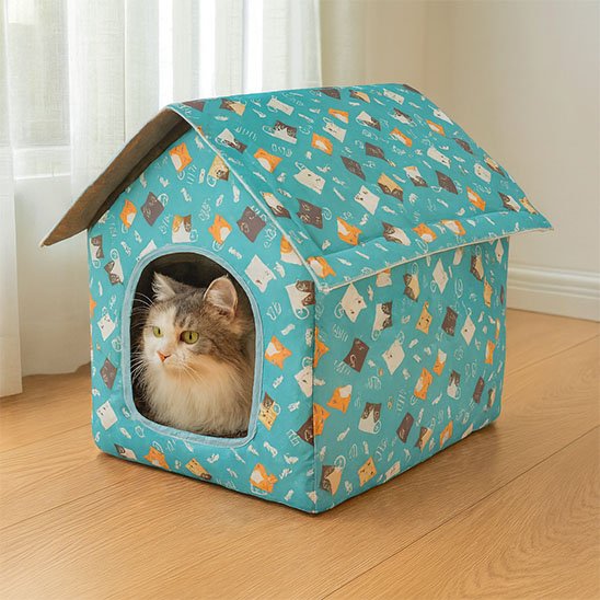 niche exterieur pour chat bleu