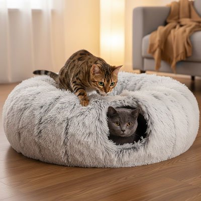 niche pour chat deux chats samusent