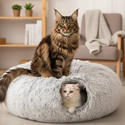 niche pour chat ronde et amusante
