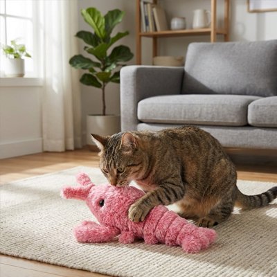 peluche pour chat forme homard rose