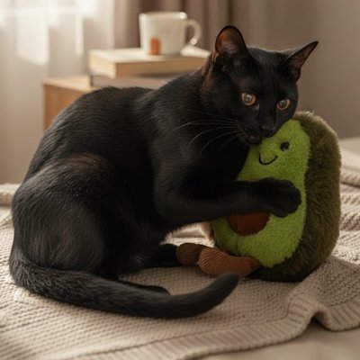 un chat enlace la peluche pour chat forme avocat