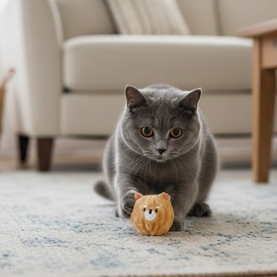un chat joue avec une balle jouet chat interactif 